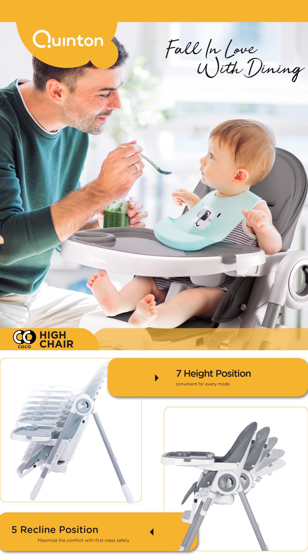 quinton baby coco high chair multifunction adjustable highchair 宝宝儿童餐椅可调节高度多用途椅子